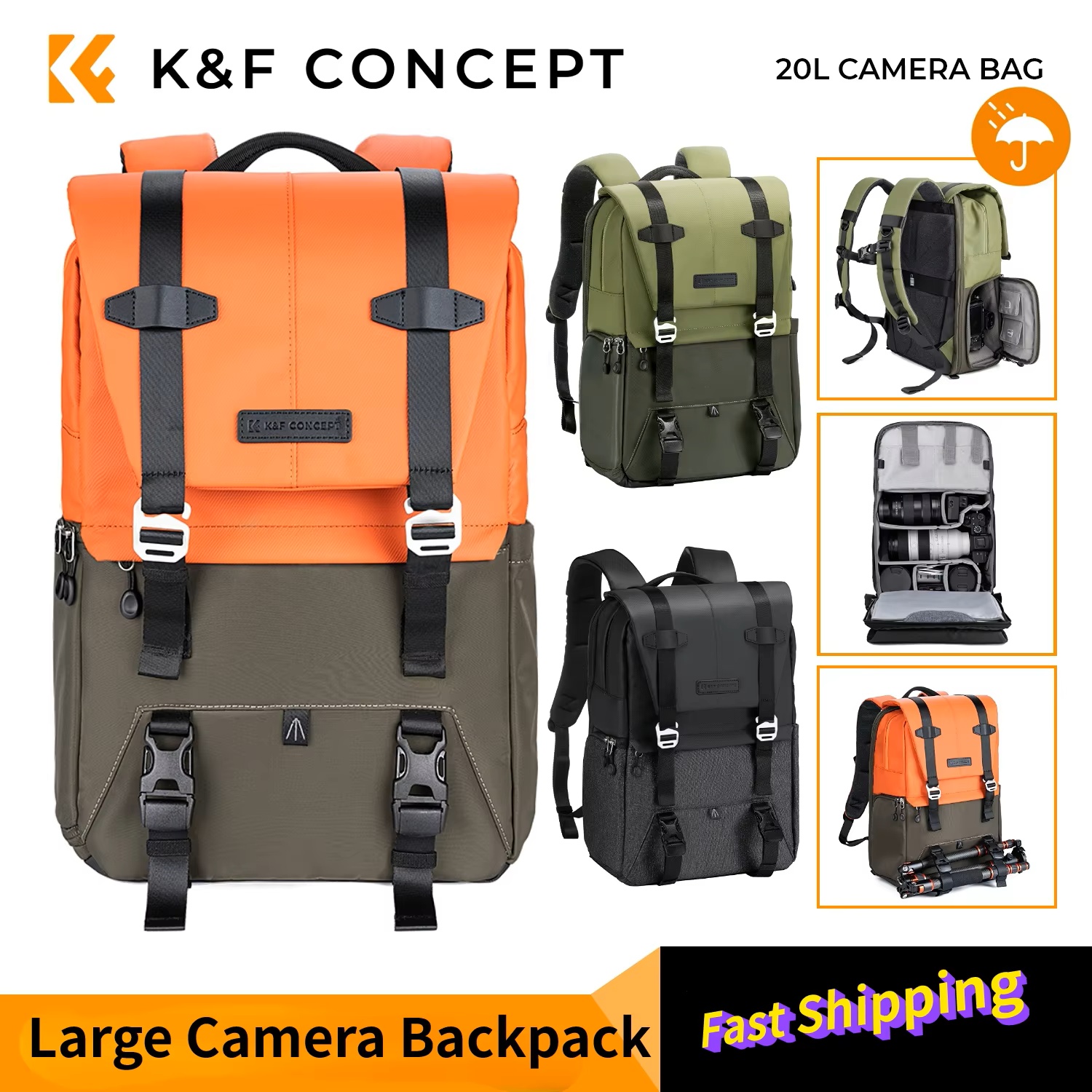 K&F CONCEPT Camera Backpack Tr - Laptop Backpack 15.6 ulasan dan harga