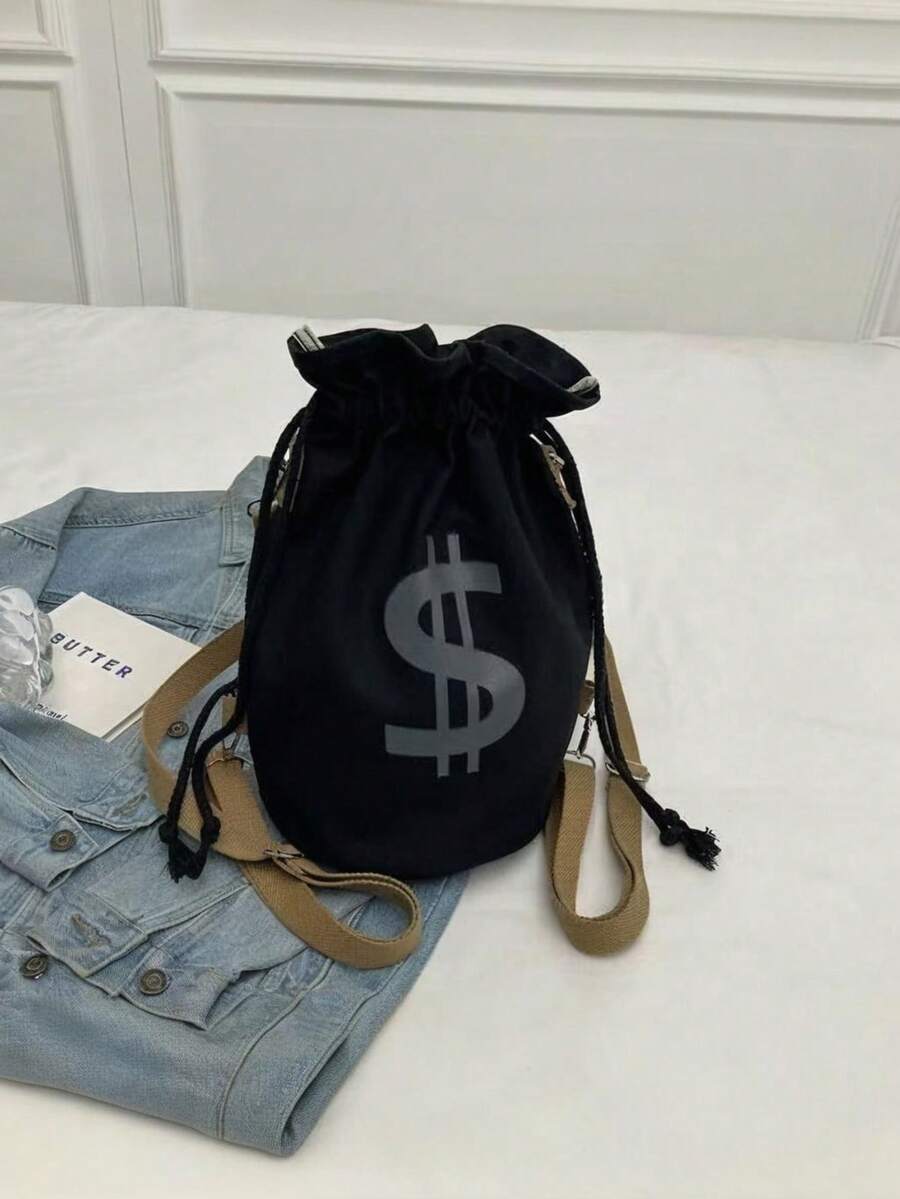 Black Canvas Drawstring Crossb - Canvas Backpack Casual ulasan dan harga
