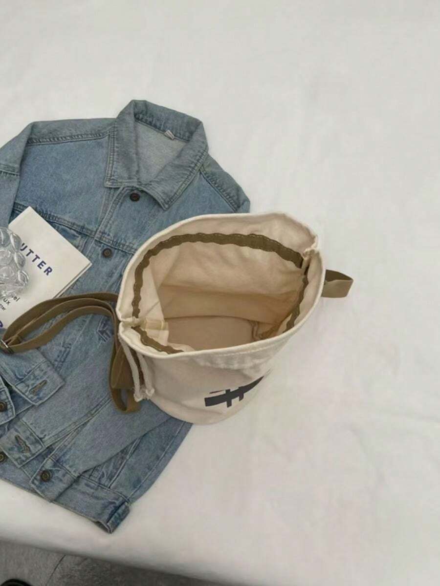 Black Canvas Drawstring Crossb - Canvas Backpack Casual ulasan dan harga