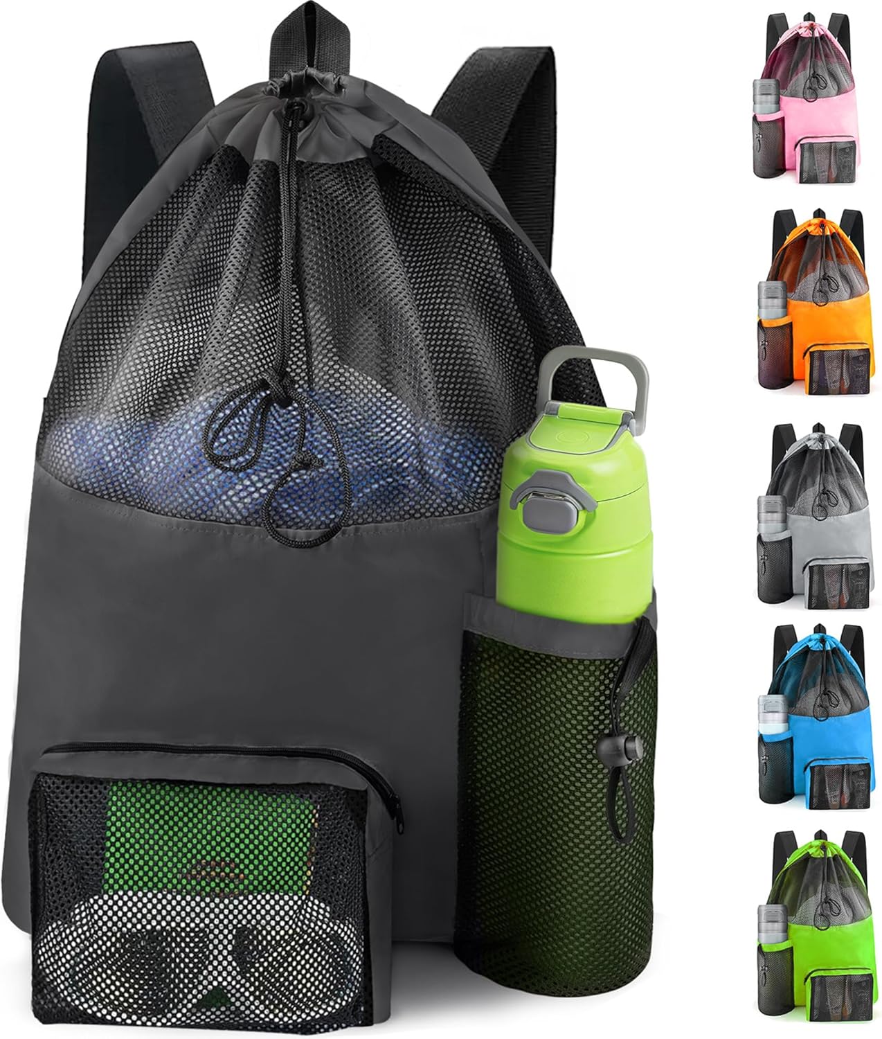 Swim Mesh Beach Bag, Waterproo - Drawstring Gym Bag ulasan dan harga