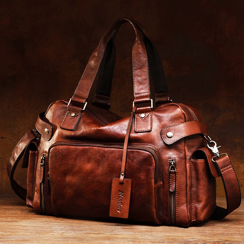 Vintage vegetable tanned leath - Canvas Backpack Casual ulasan dan harga