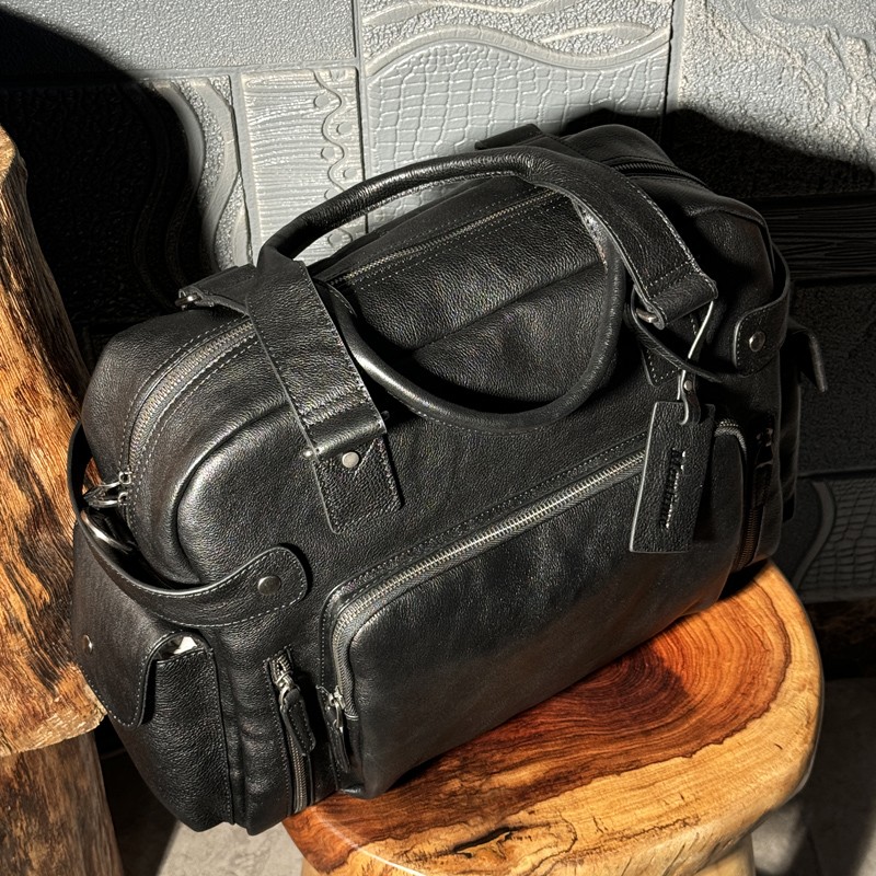 Vintage vegetable tanned leath - Canvas Backpack Casual ulasan dan harga