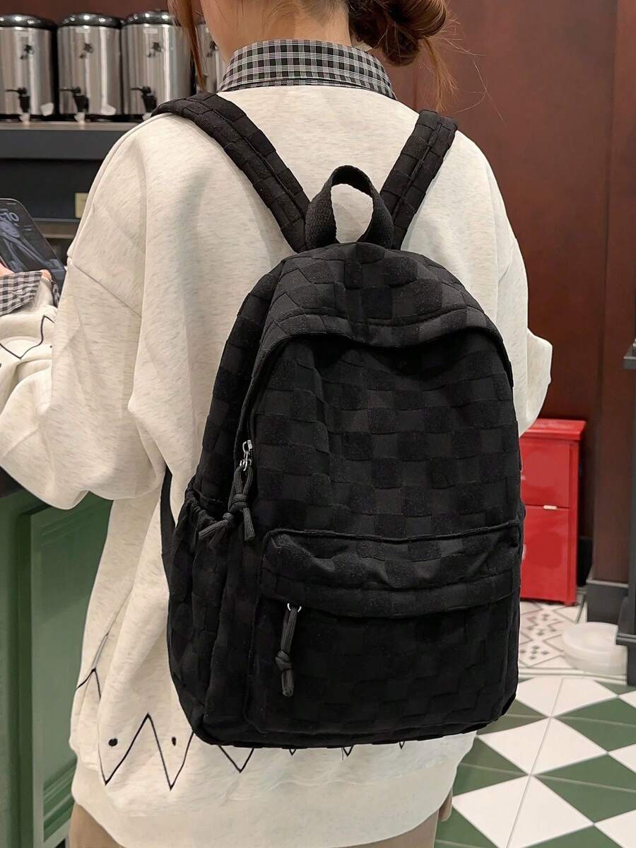 Womens Patchwork Plaid Faux Fu - Fashion Backpack Women ulasan dan harga