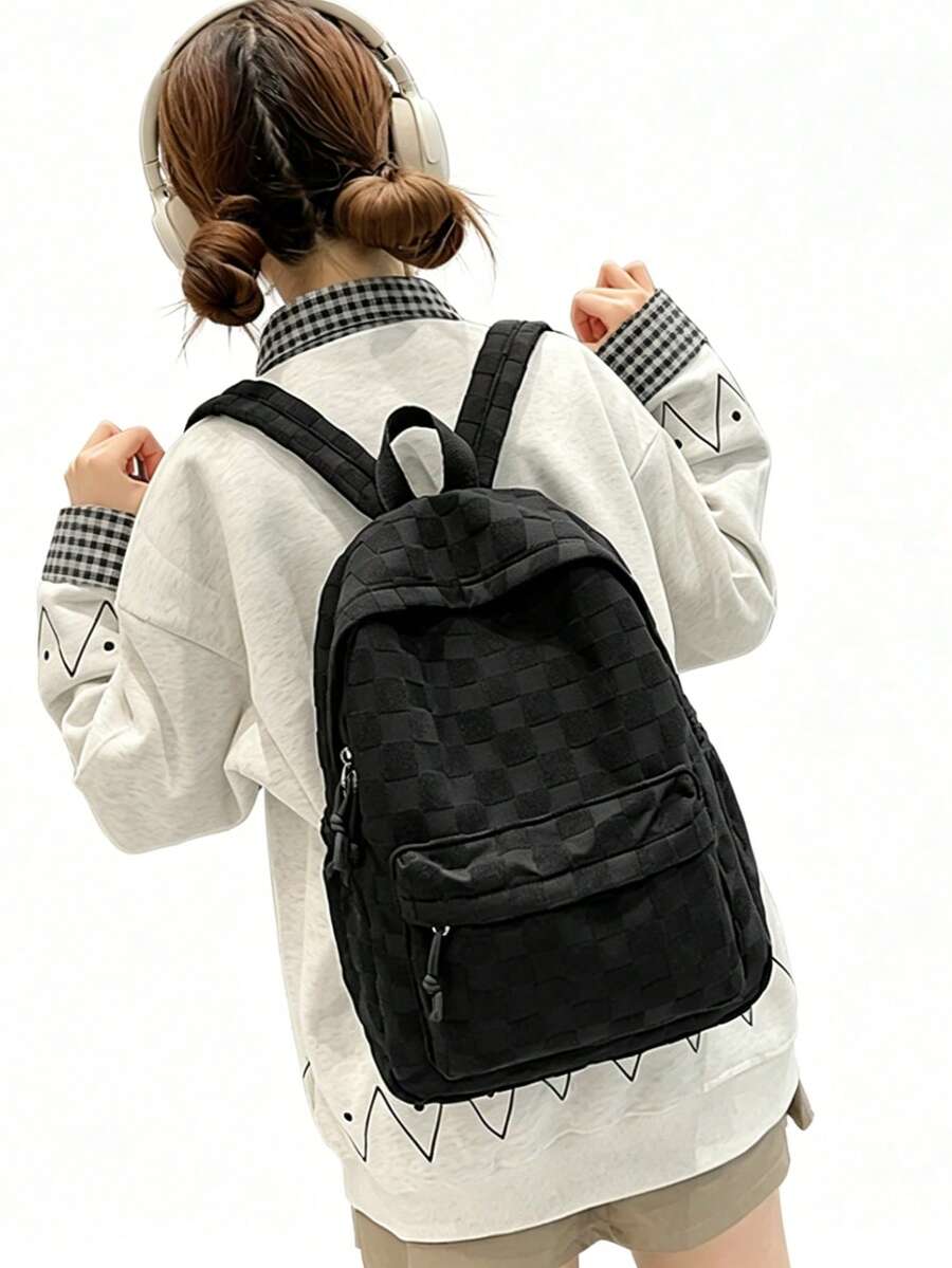 Womens Patchwork Plaid Faux Fu - Fashion Backpack Women ulasan dan harga