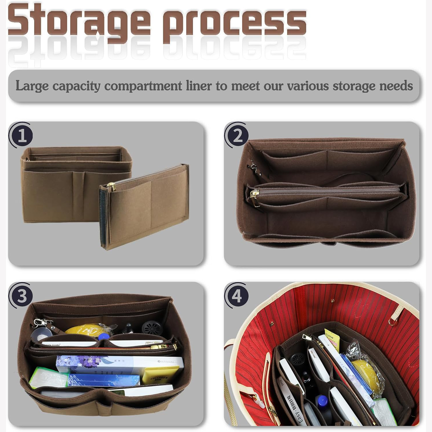 Detachable Felt Purse Insert O - Backpack Insert Organizer ulasan dan harga
