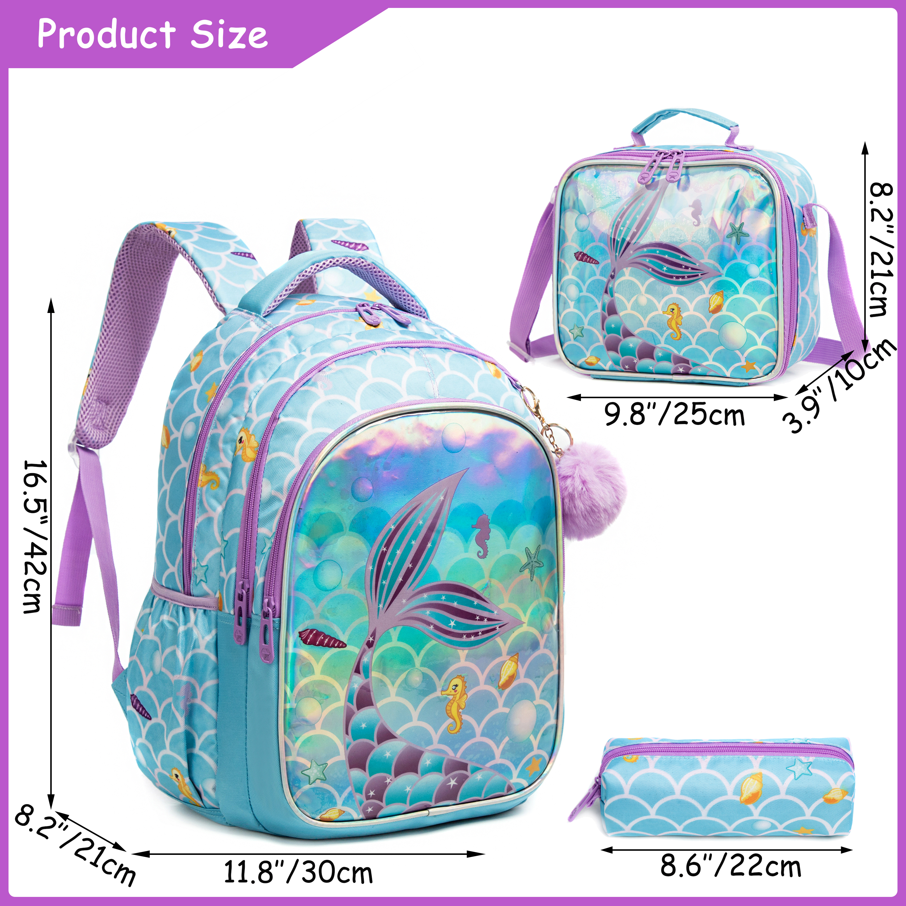 Meetbelify Cute  Blue Mermaid  - School Backpack Teen ulasan dan harga