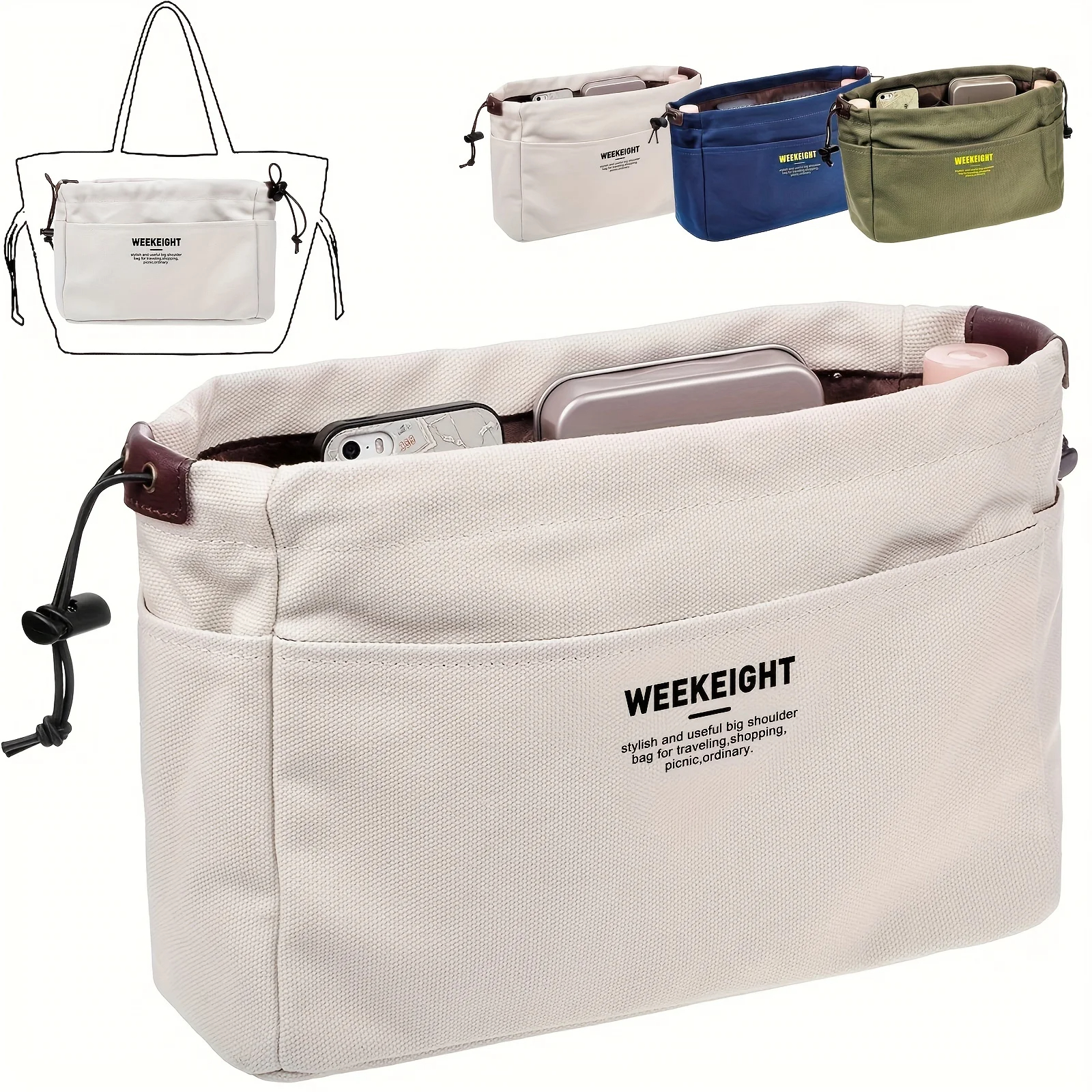 1/2pcs Drawstring Canvas Stora - Backpack Insert Organizer ulasan dan harga